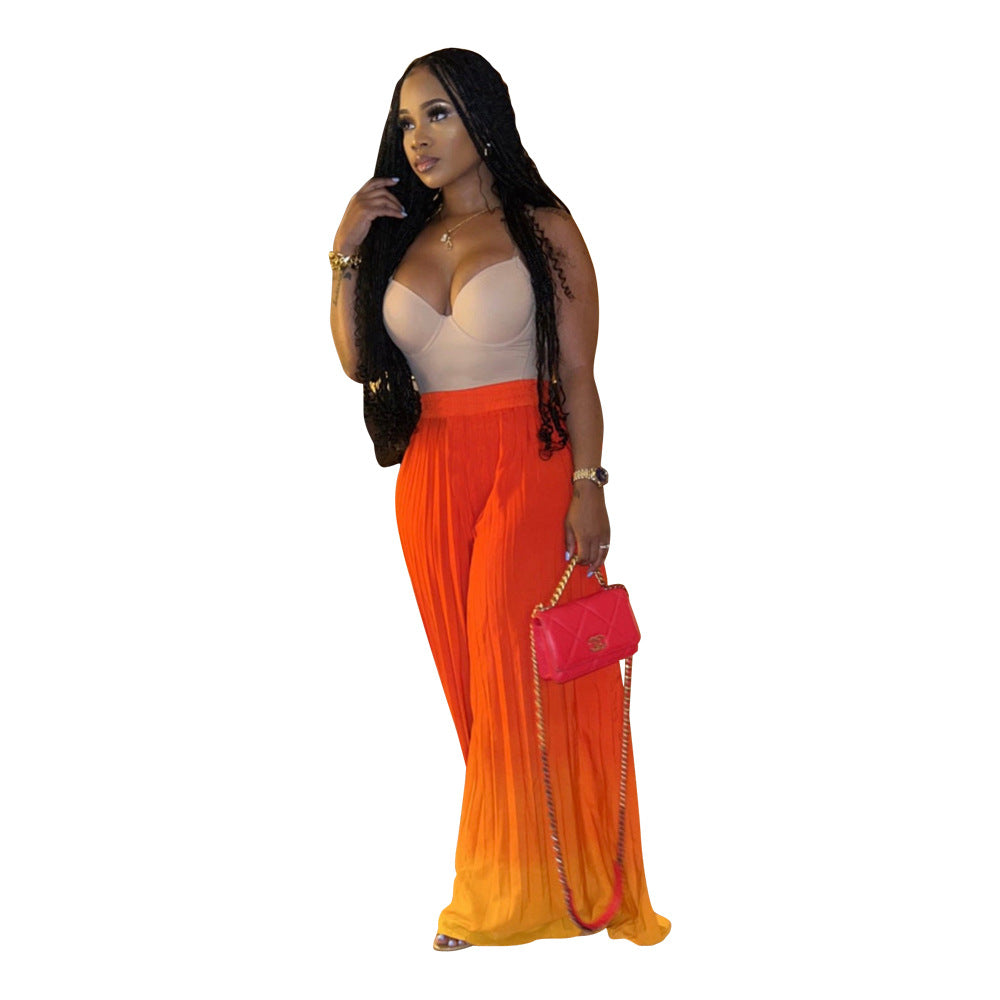 Women's Fall Winter Fashion Gradient Loose Pleated Casual Pants 6