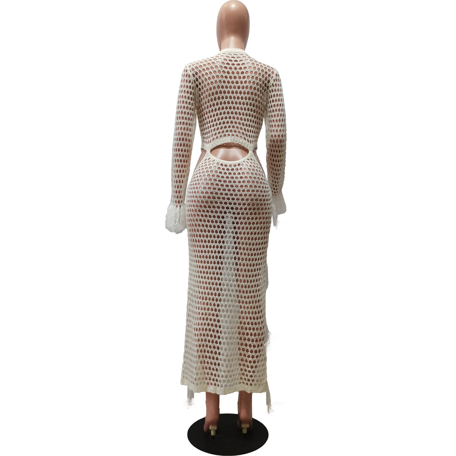 Women's Tassel Knitting Casual Hollow Sequin Beach Long Dress 17