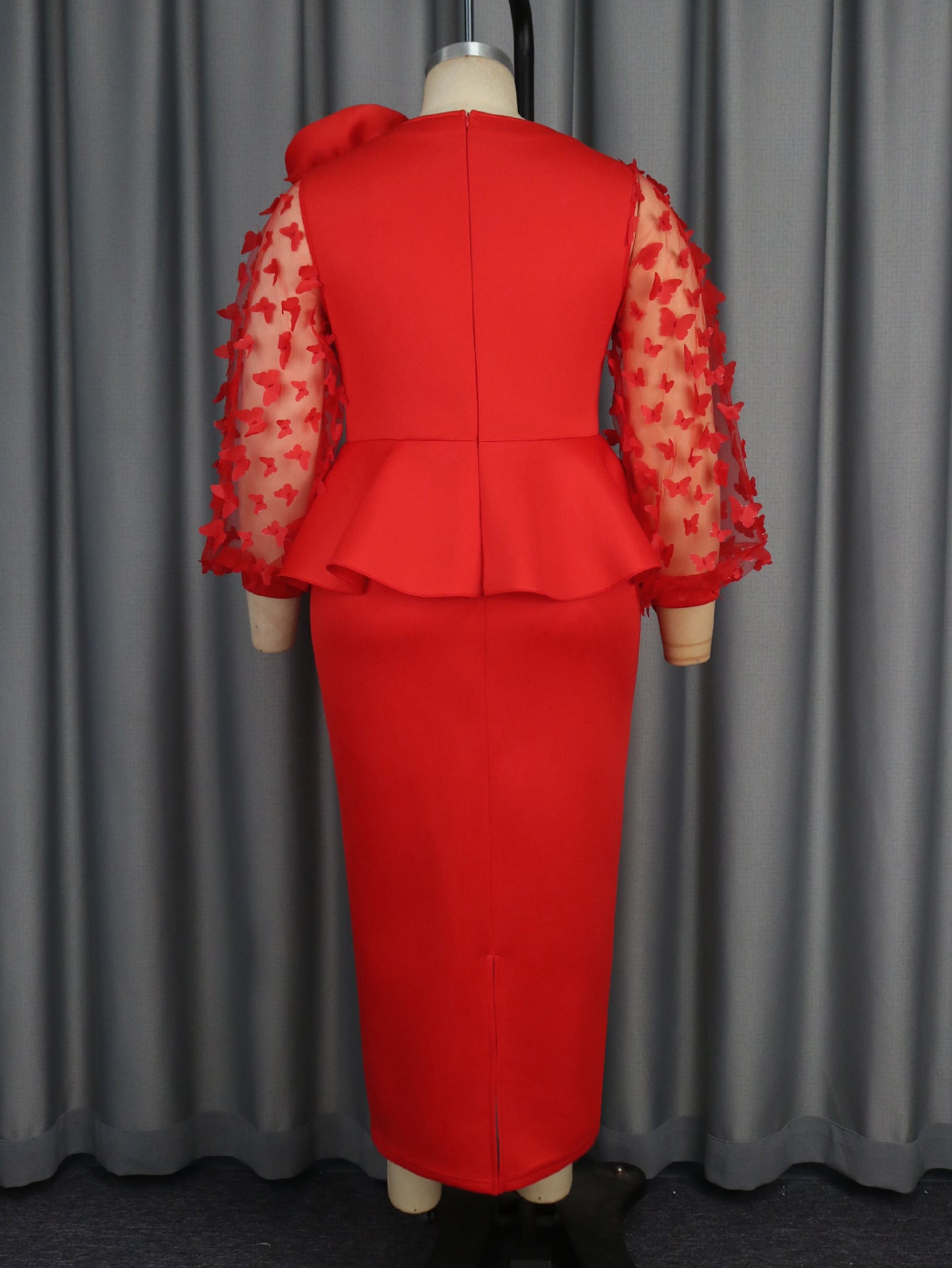 Women lantern sleeve ruffle party formal party dresses 12