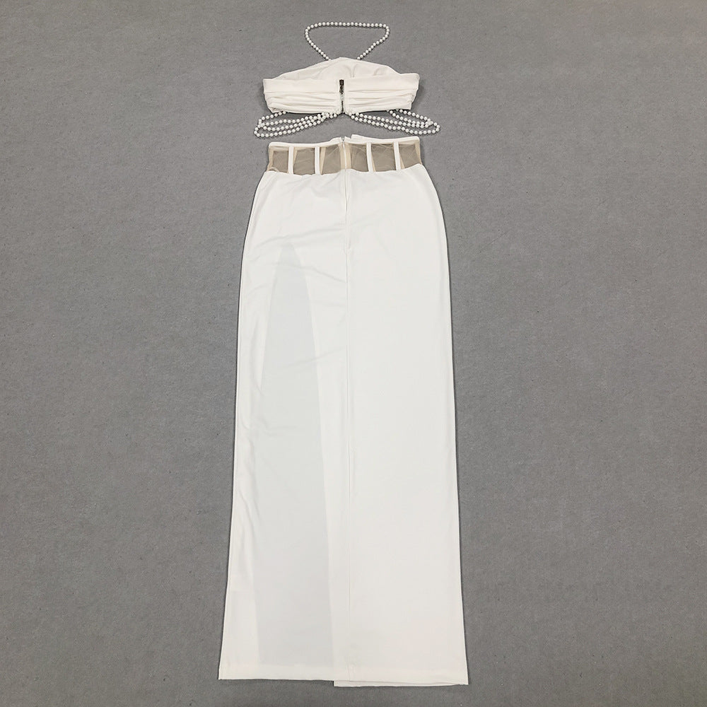 Women Sexy Party Bandage Evening Dress Two-piece Set 13