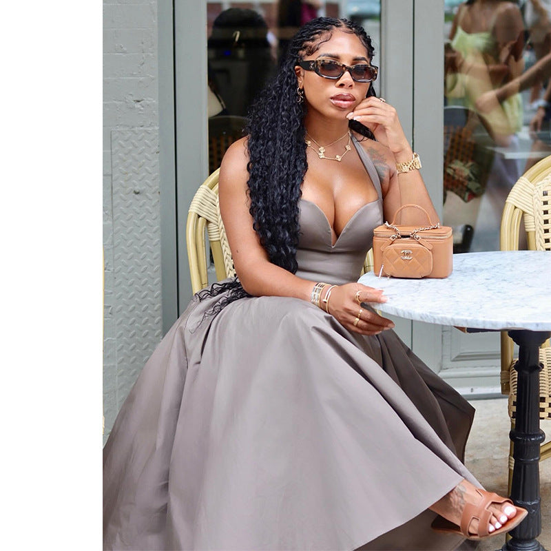 Women's Autumn Sleeveless Halter Neck Slim Fit Dress