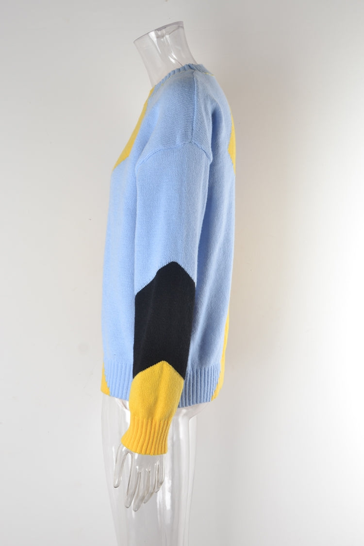 Winter Basic Diamond Pullover Sweater Long Sleeve Round Neck Hipster Plus Size Knitting Shirt 12