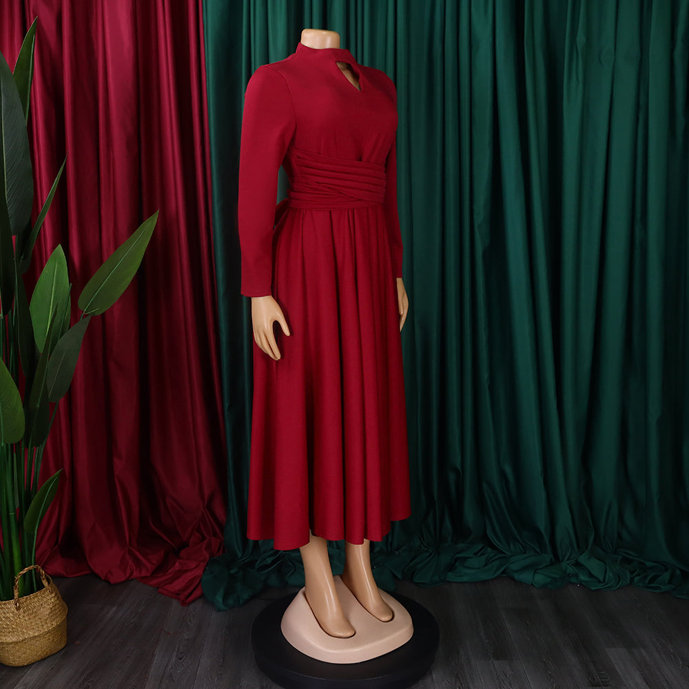 Women's Fashion Chic Pleated African Plus Size Swing Dress 15