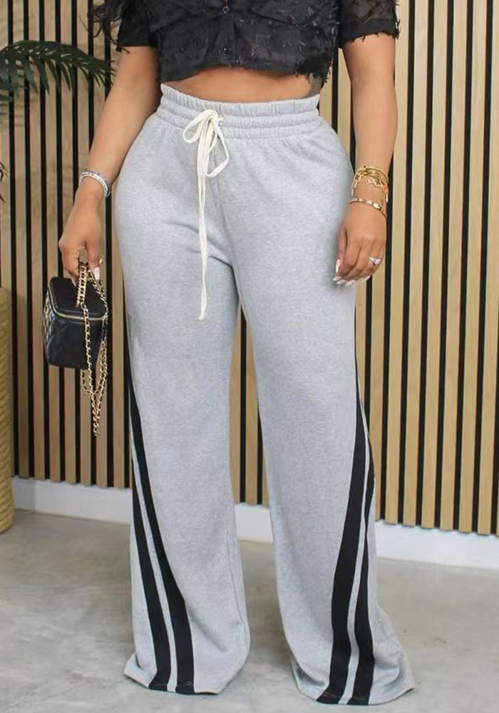 Women Fashion Stripe Patchwork Casual Pants