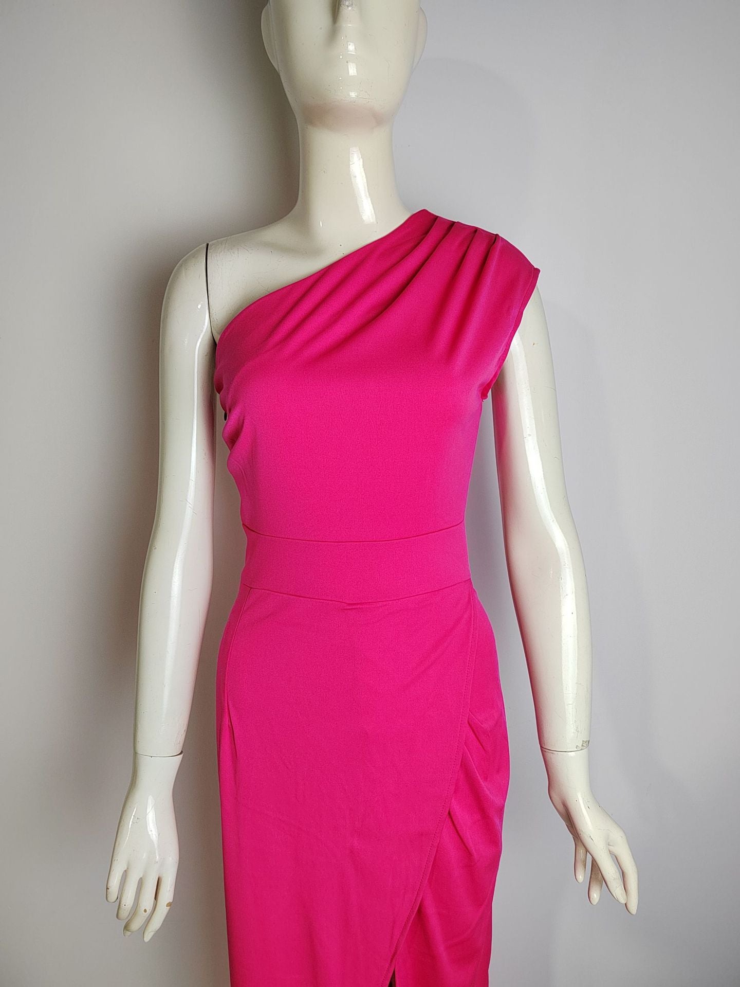 Women 's One Shoulder High Waist Front Slit Chic Dress 36