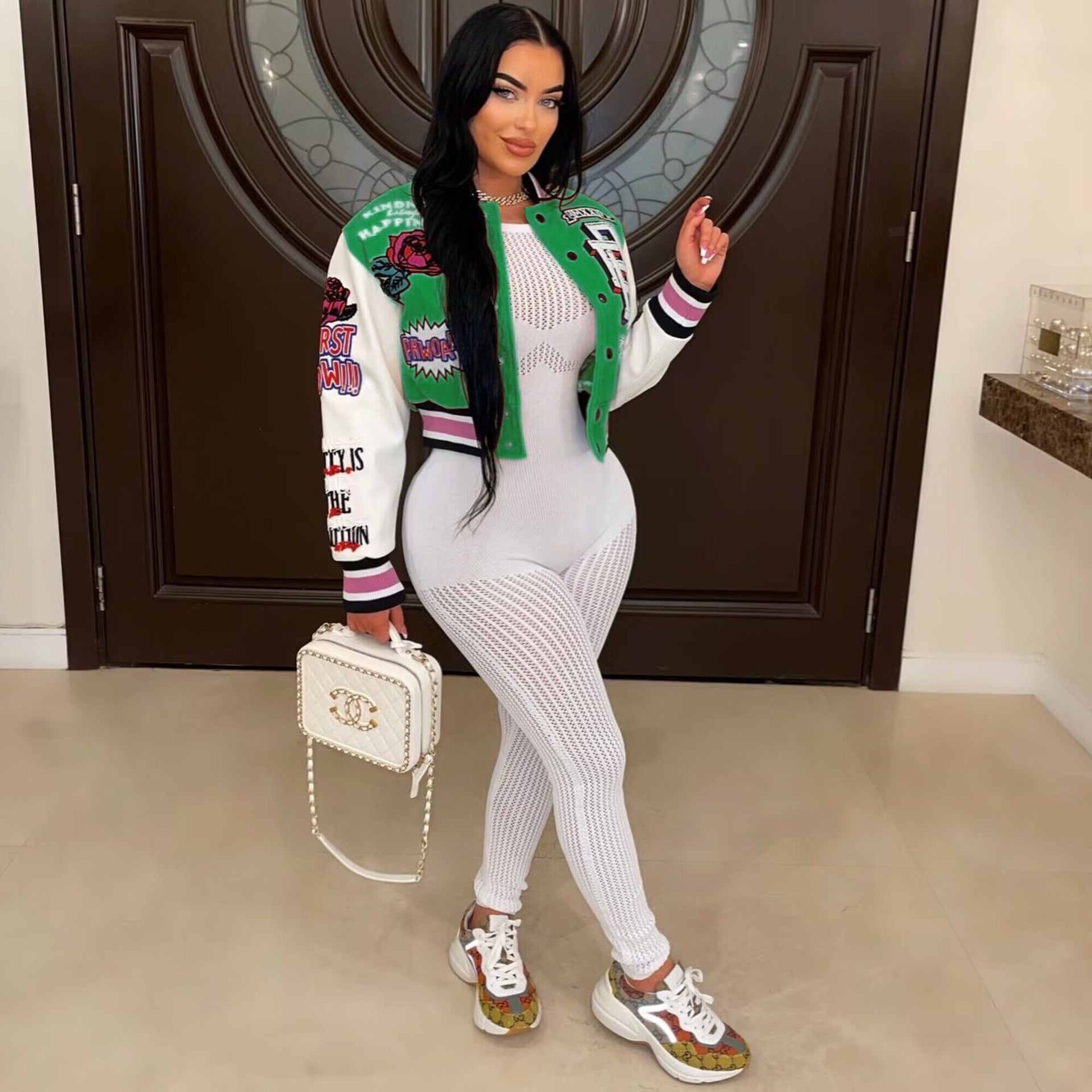 Autumn And Winter Positioning Print Baseball Jacket 3