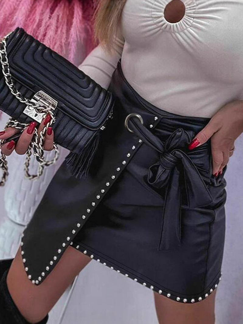 Women Belt Pu-Leather Skirt 5