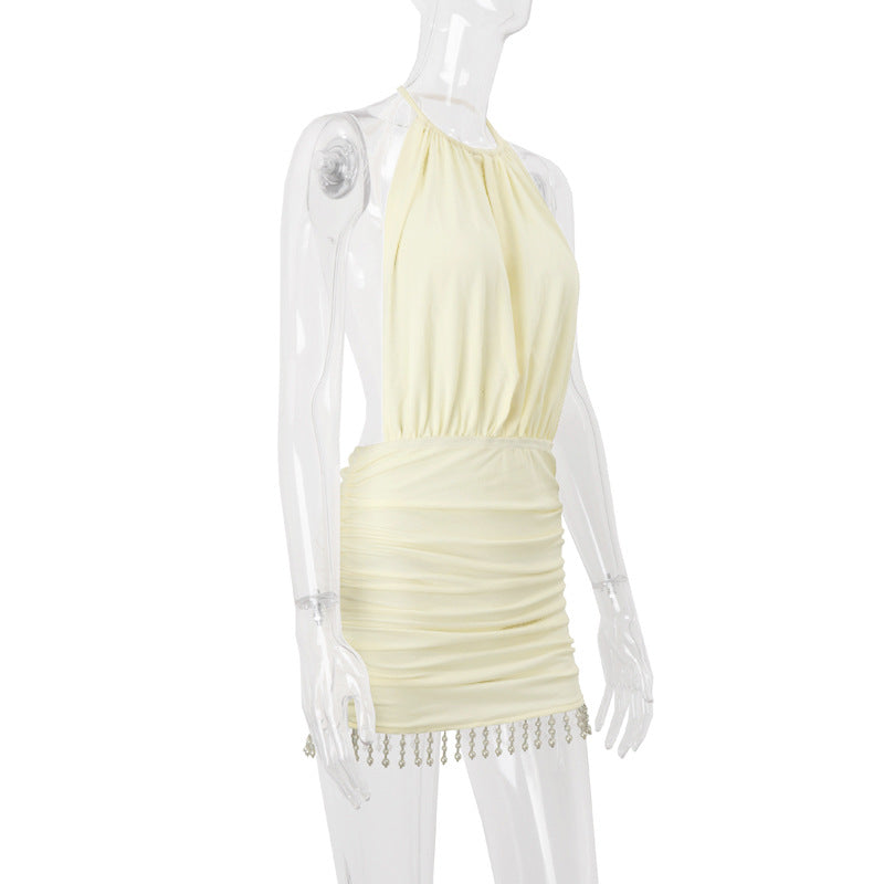 Women Sexy Summer Backless Solid Bodycon Dress 11