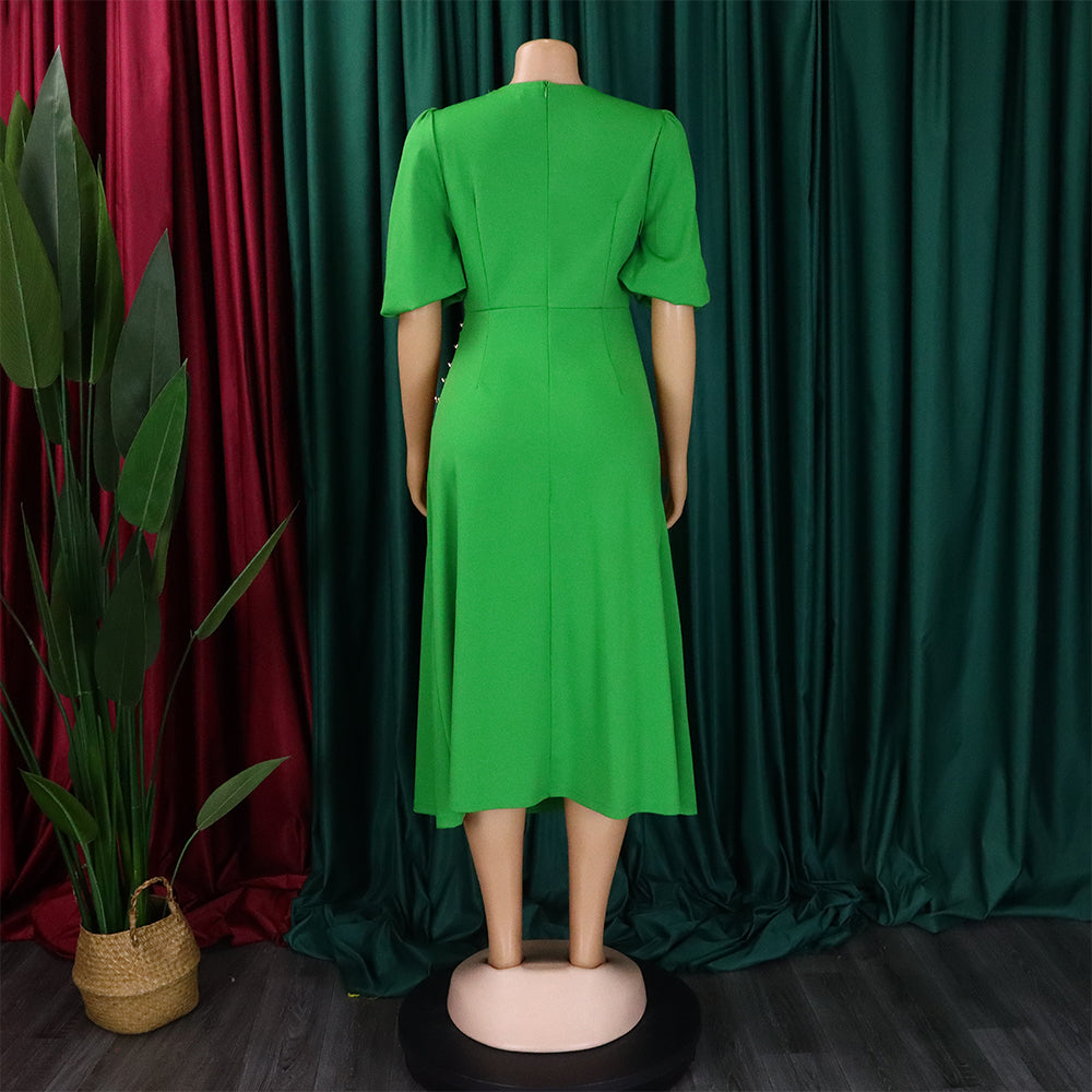 Women's Summer Chic Elegant Solid Plus Size Dress 19