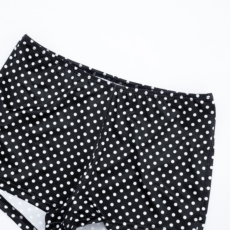 Women's Sexy Color Block Polka Dot Long Sleeve Cape Shorts Vest Three-Piece Set 19