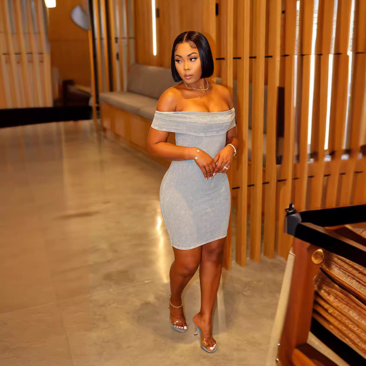 Women Summer Sexy Off Shoulder Bodycon Dress 6