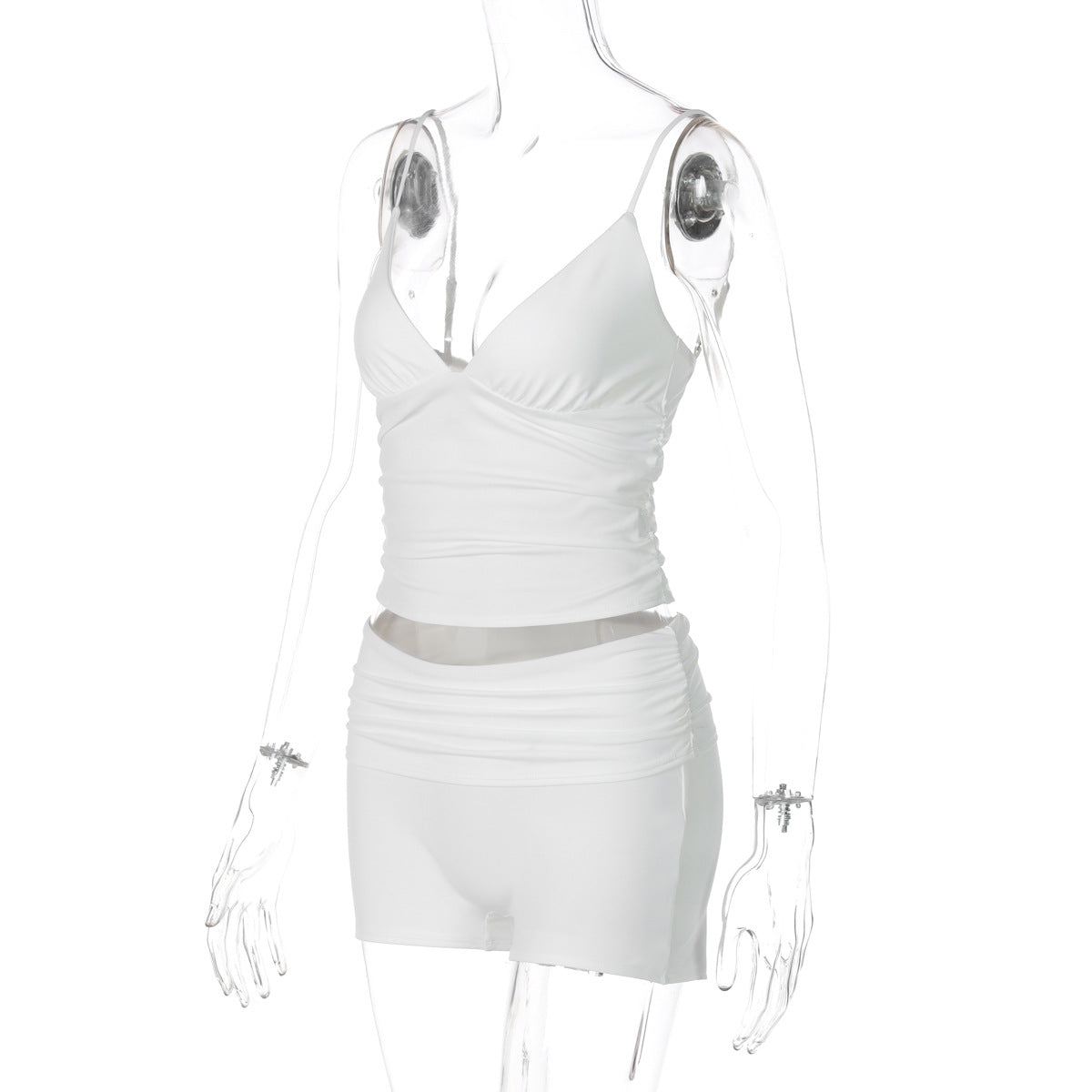 Women's Summer Solid Color Tank Top Butt-Lifting Shorts Sportswear Set 9