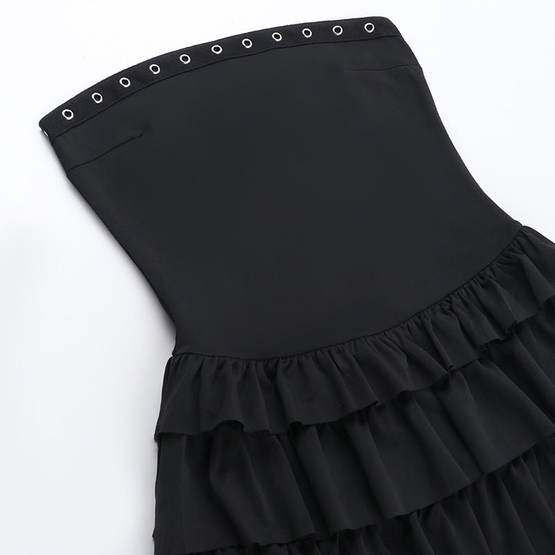 Strapless Sexy Low Back Slim Fit Cascading Ruffles Women Mini Dress 13