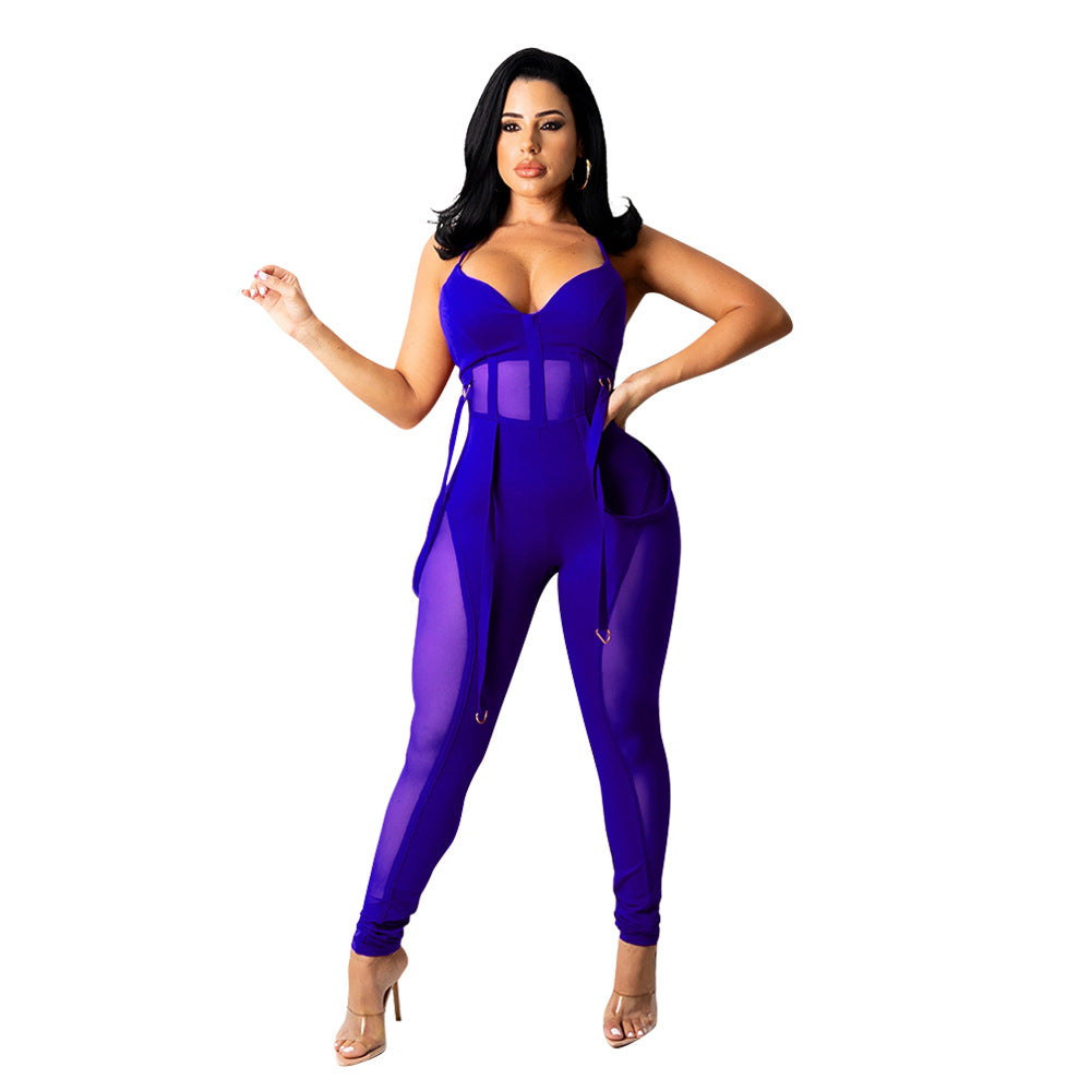 Women Mesh See-Through Sexy Suspender Jumpsuit 10