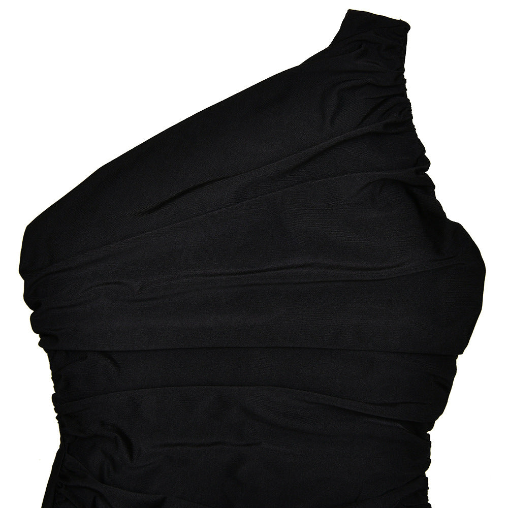 Sexy One-Shoulder Ruffle Bodycon Maxi Dress 12