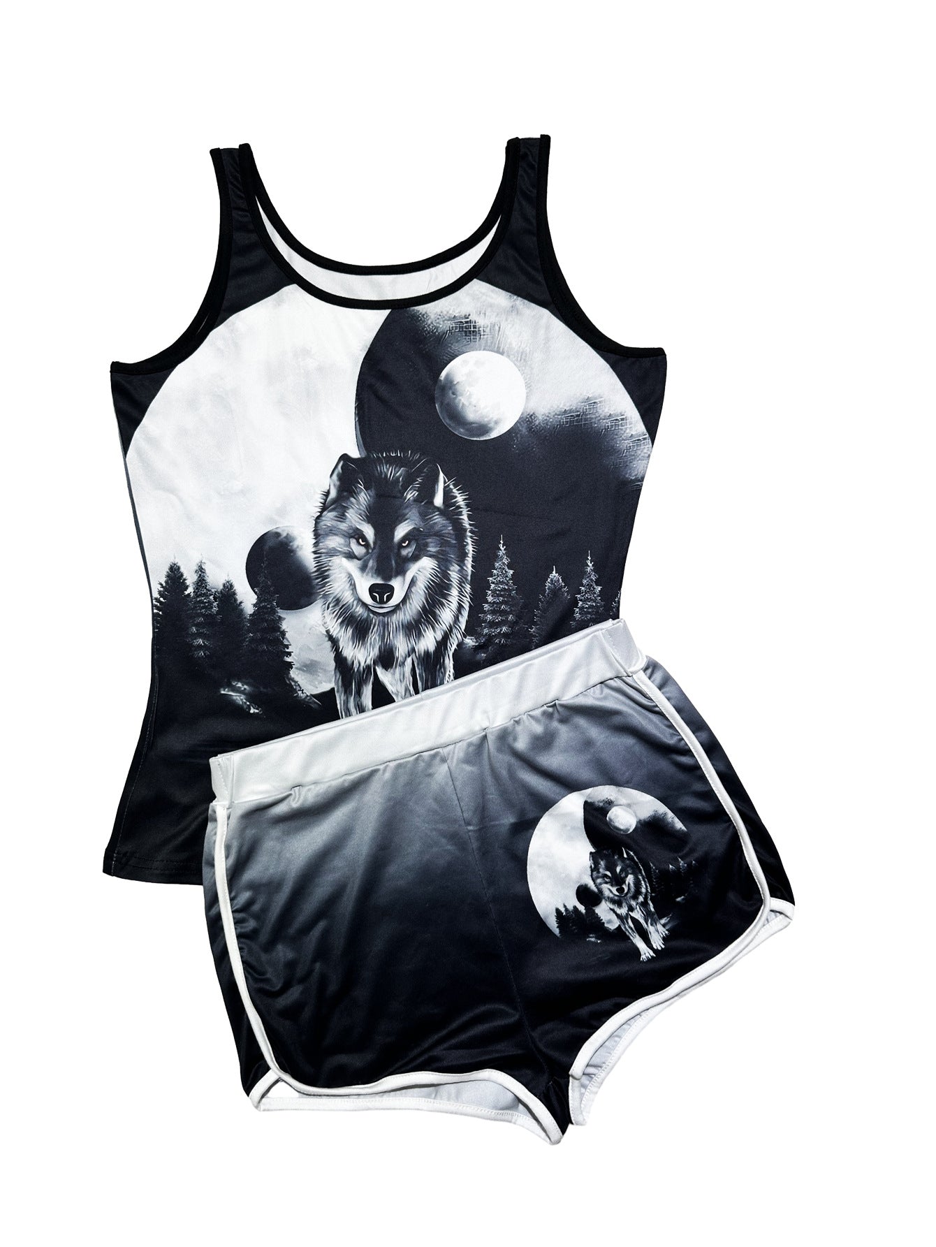 Women's clothing sexy tight fitting print vest shorts two-piece set 16