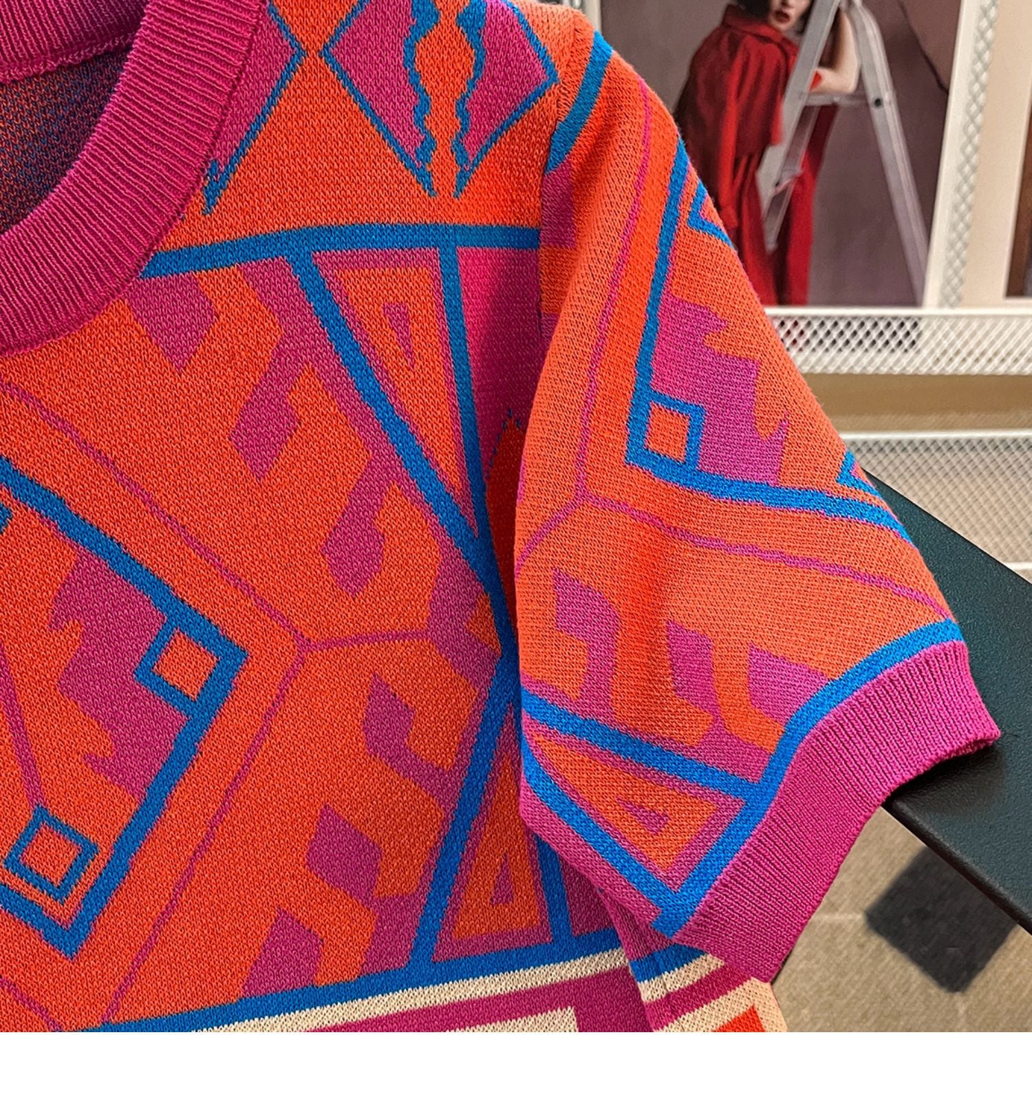 Summer Short Loose Contrasting Color Trendyknitting Top Short-Sleeved T-Shirt 11