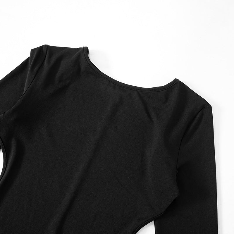 Women Summer Solid Long Sleeve Sexy Backless Bodycon Dress 6