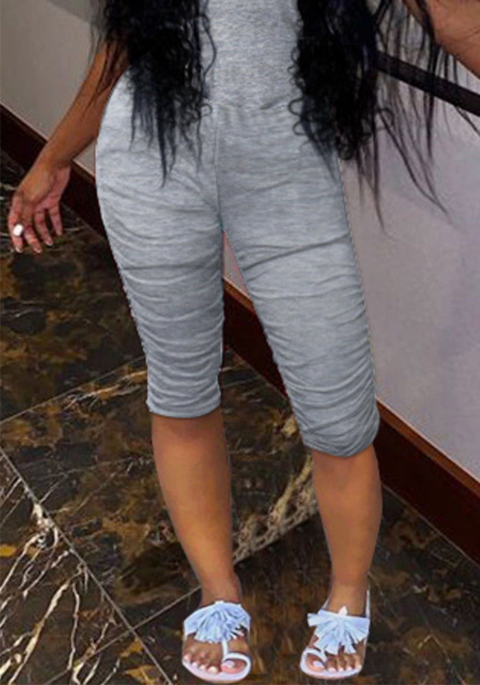 Women's Pockets Ruched Slim Fit Midi Pants