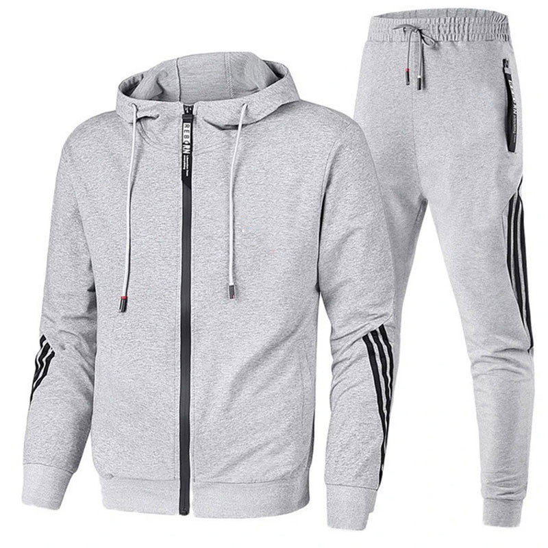 Trendy Zipper Hoodies Sweatpants Two Piece Set Men's Sports Tracksuit 7
