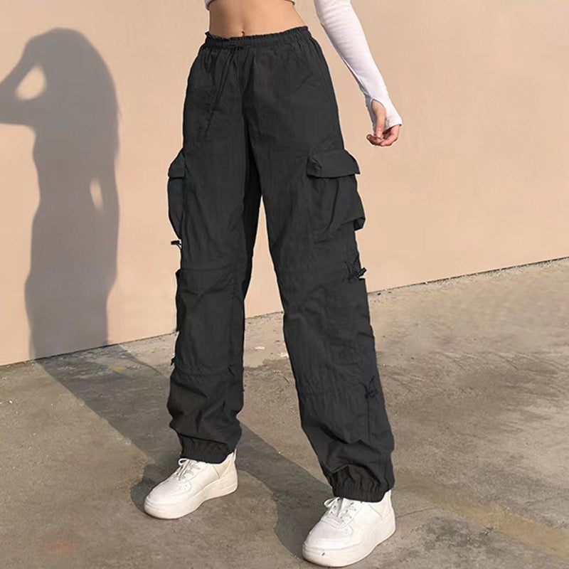 Women American Street Style Multi Pocket Loose Hip Hop Trousers 6
