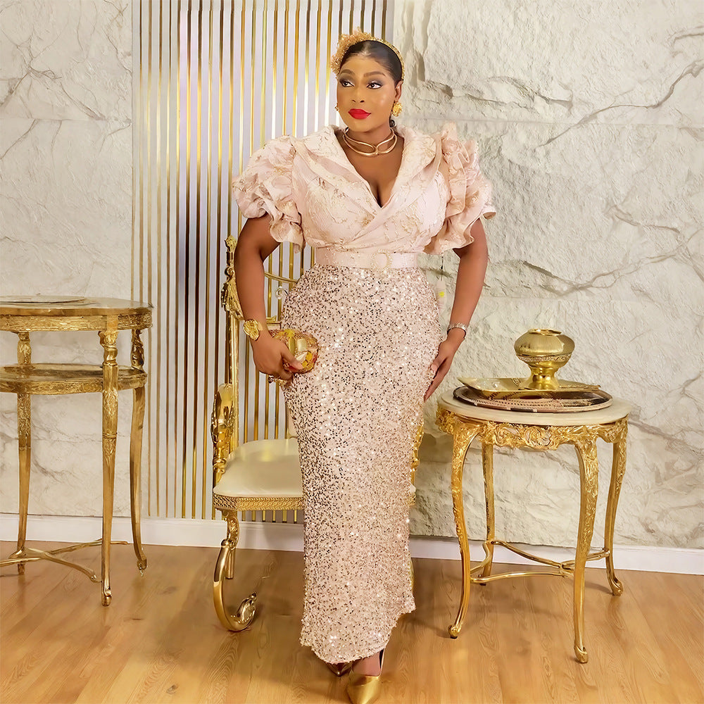 Sequin Dress Women's Plus Size Party Evening Gown 4