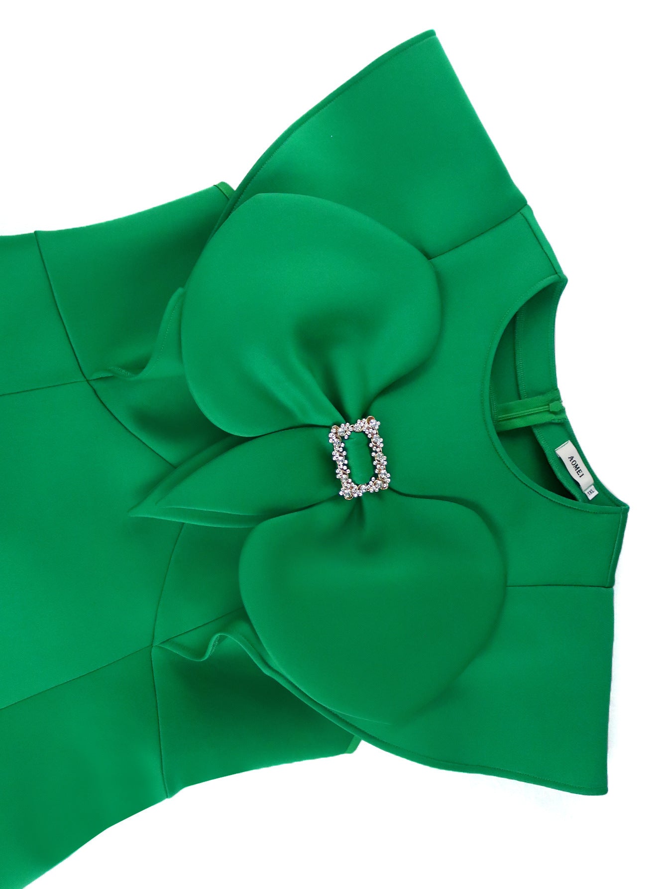 Bow Round Neck Cape Sleeve Formal Party A-Line Dress 5