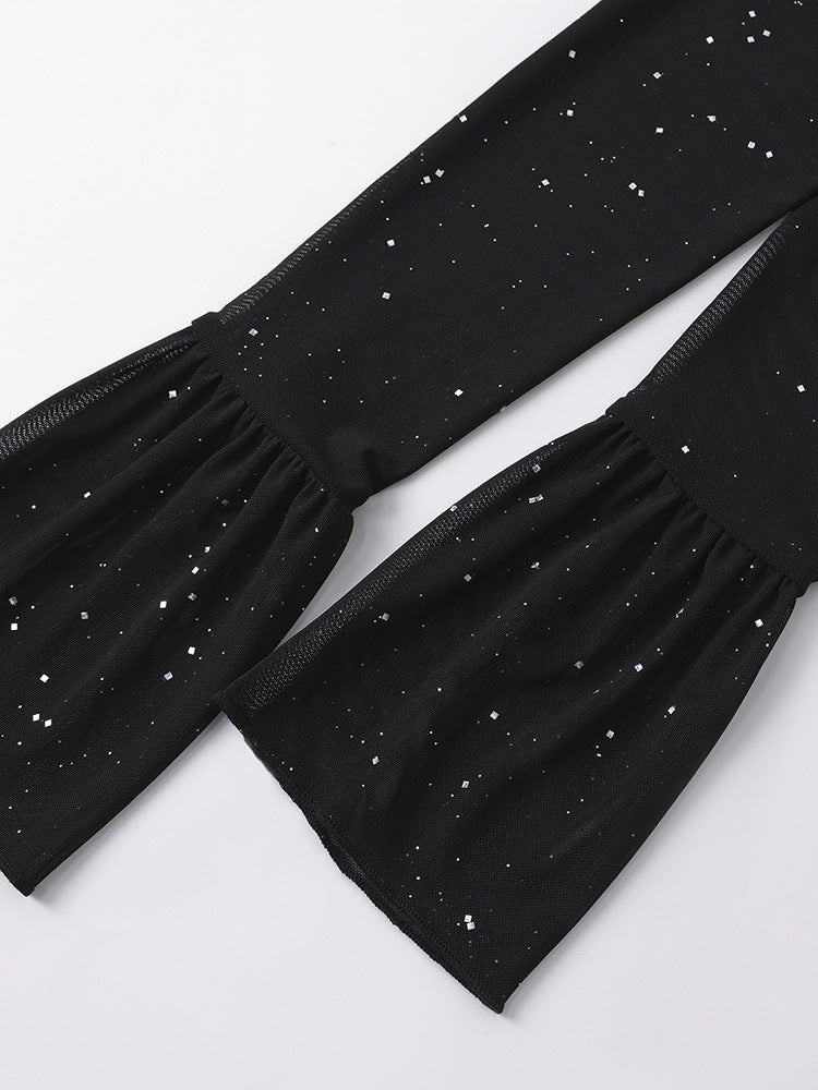 Mesh Bell Sleeve DSequin See-Through Mini Dress 23