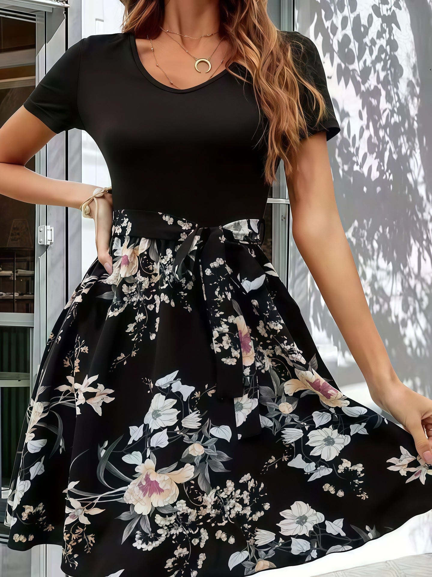 Women popular summer floral print dress 7