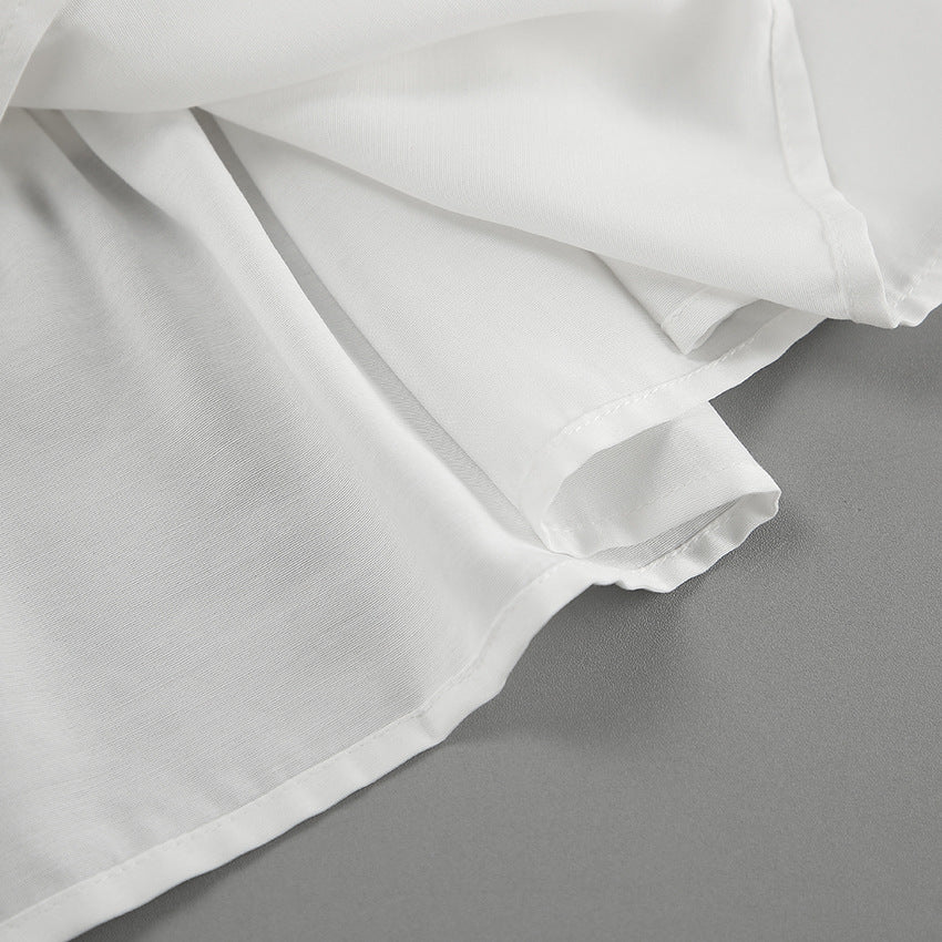 Chiffon White High-Waist A-Line Pleated Casual Skirt Autumn Fashion Short Skirt 16