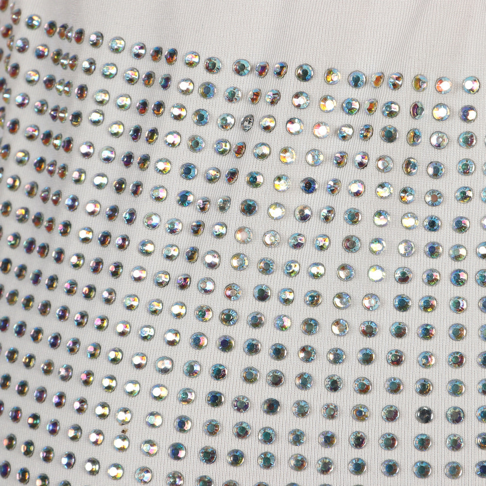 Sexy diamond-encrusted deep V-wrapped chest strap two-piece skirt set 48