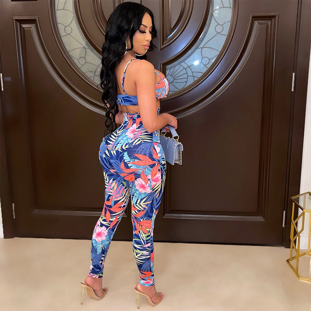 Fashion sexy small suspenders high waist trousers two-piece suit 4