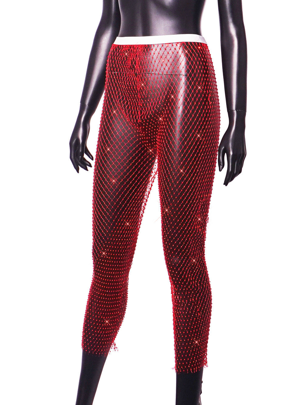 Women Sexy Rhinestone Fishnet Pants 46