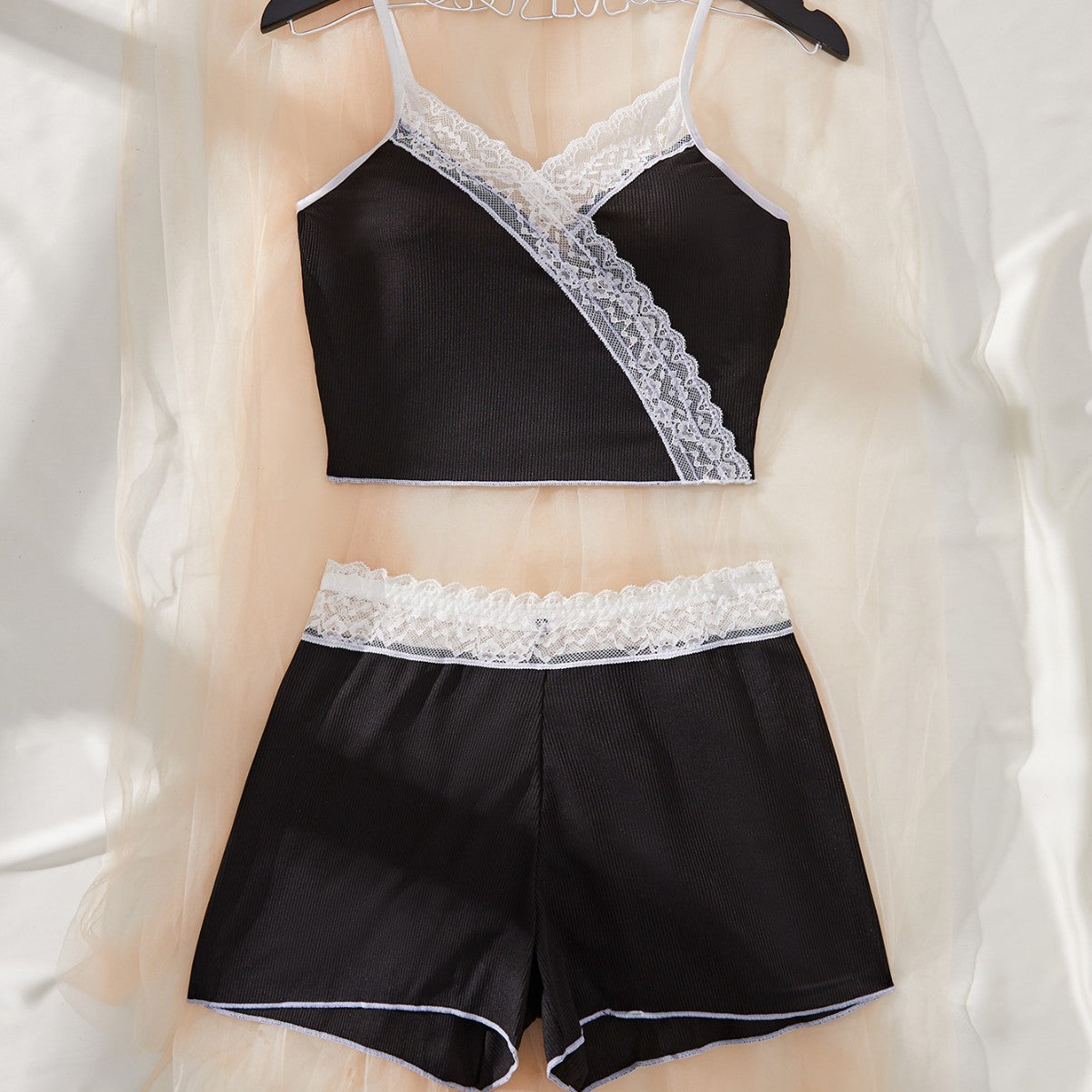 High End Lace Strap Sexy Sleepwear Two Piece Set 6