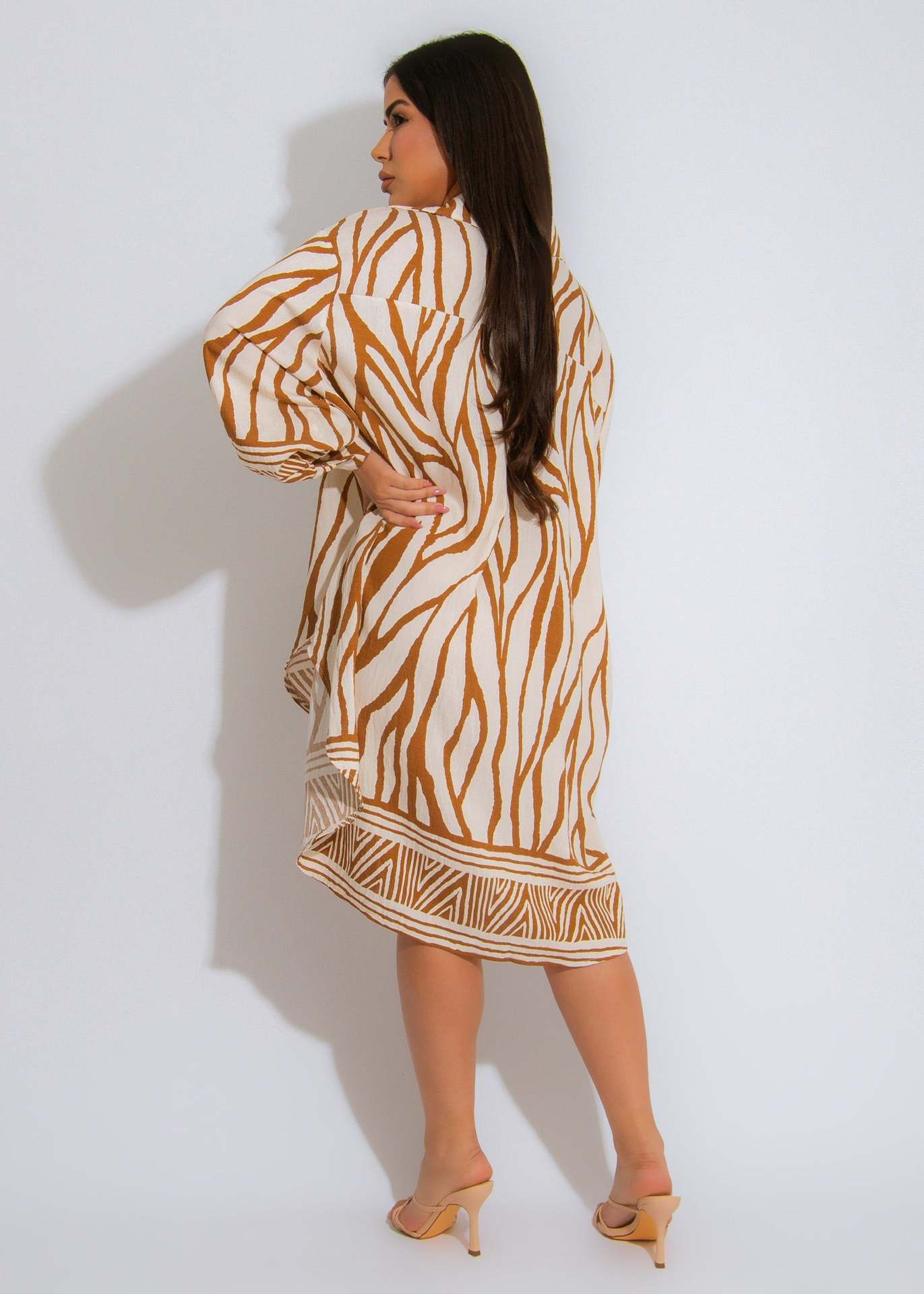 Plus Size Women long-sleeved slit Holidays Casual beach shirt 4