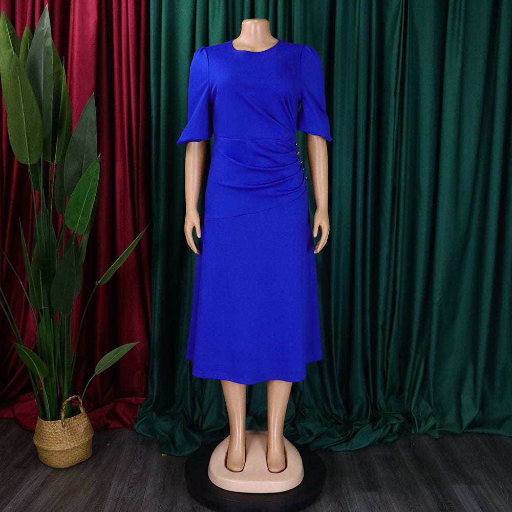 Women's Summer Chic Elegant Solid Plus Size Dress 23