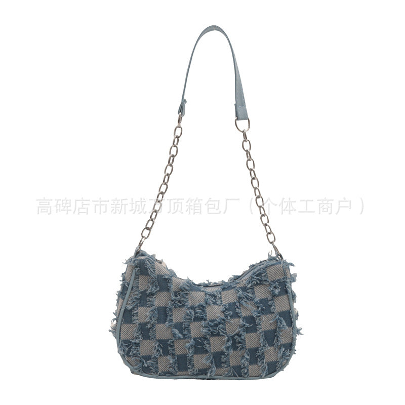 Star Denim Trendy Casual Chain Crossbody Bag 6