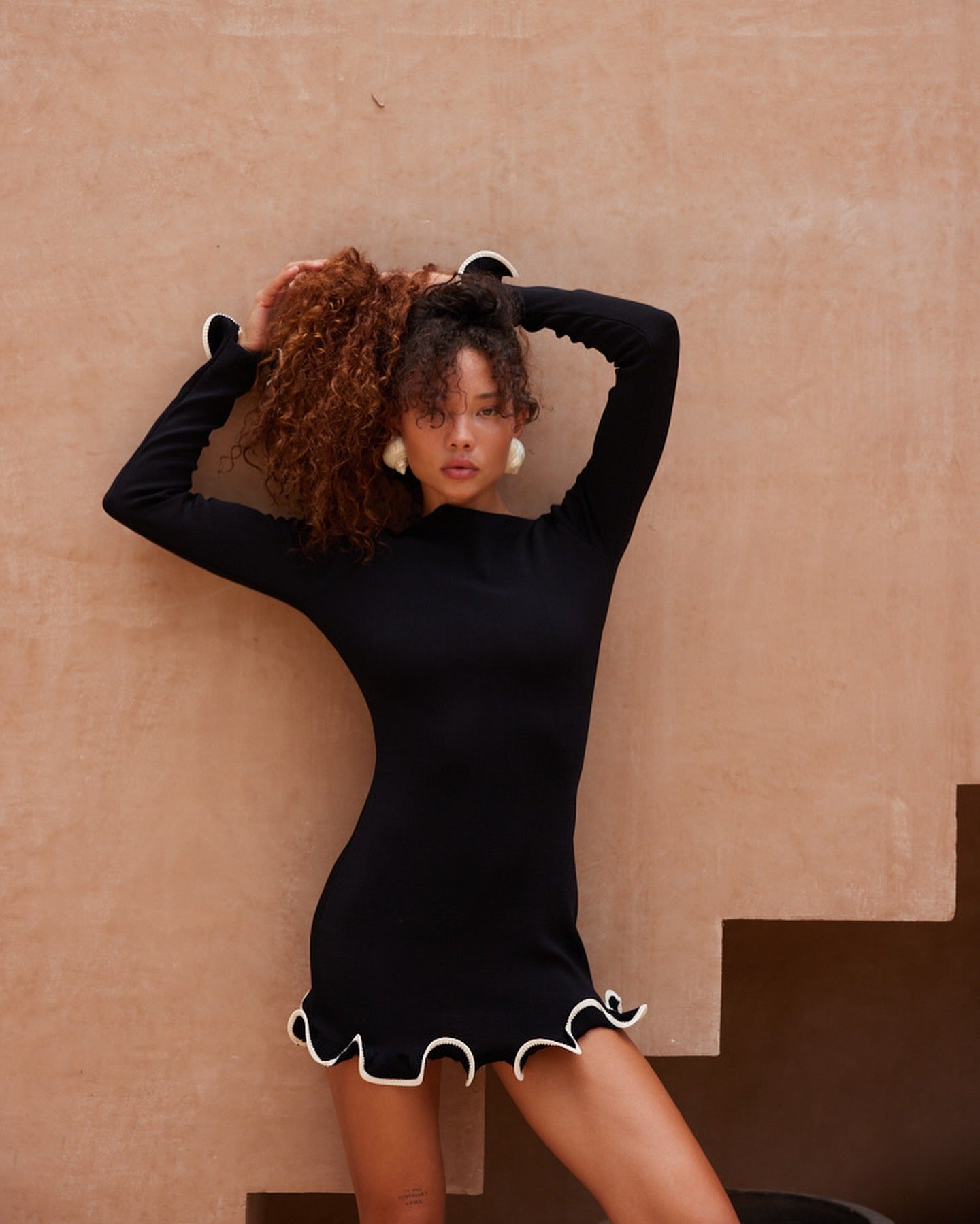 Sexy Tight Fitting Ruffle Knitting Long-Sleeved Autumn And Winter Dress 3