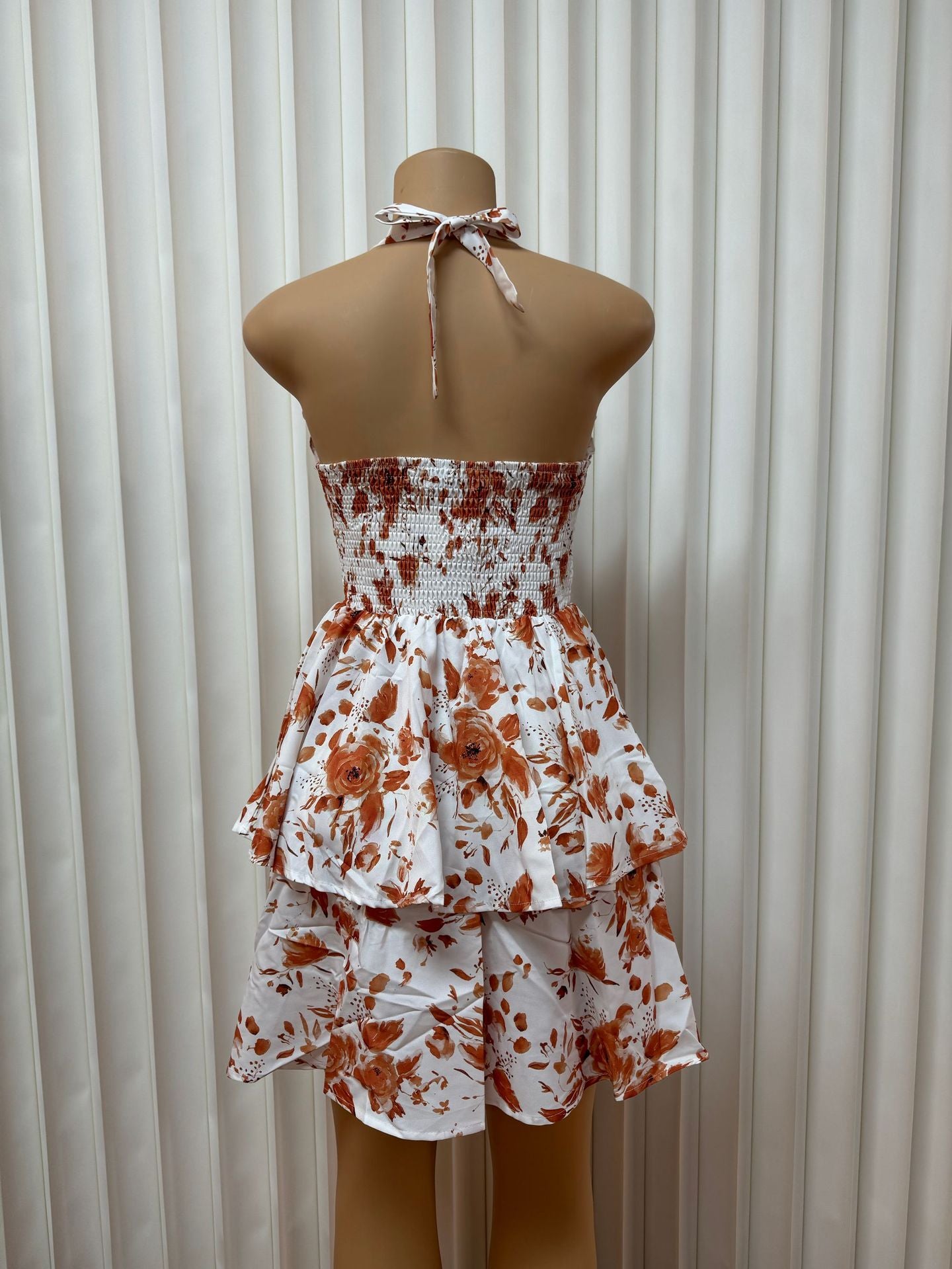 Printed Halter Neck Low-Cut Sexy Lace-Up Low-Back Dress for Women 10