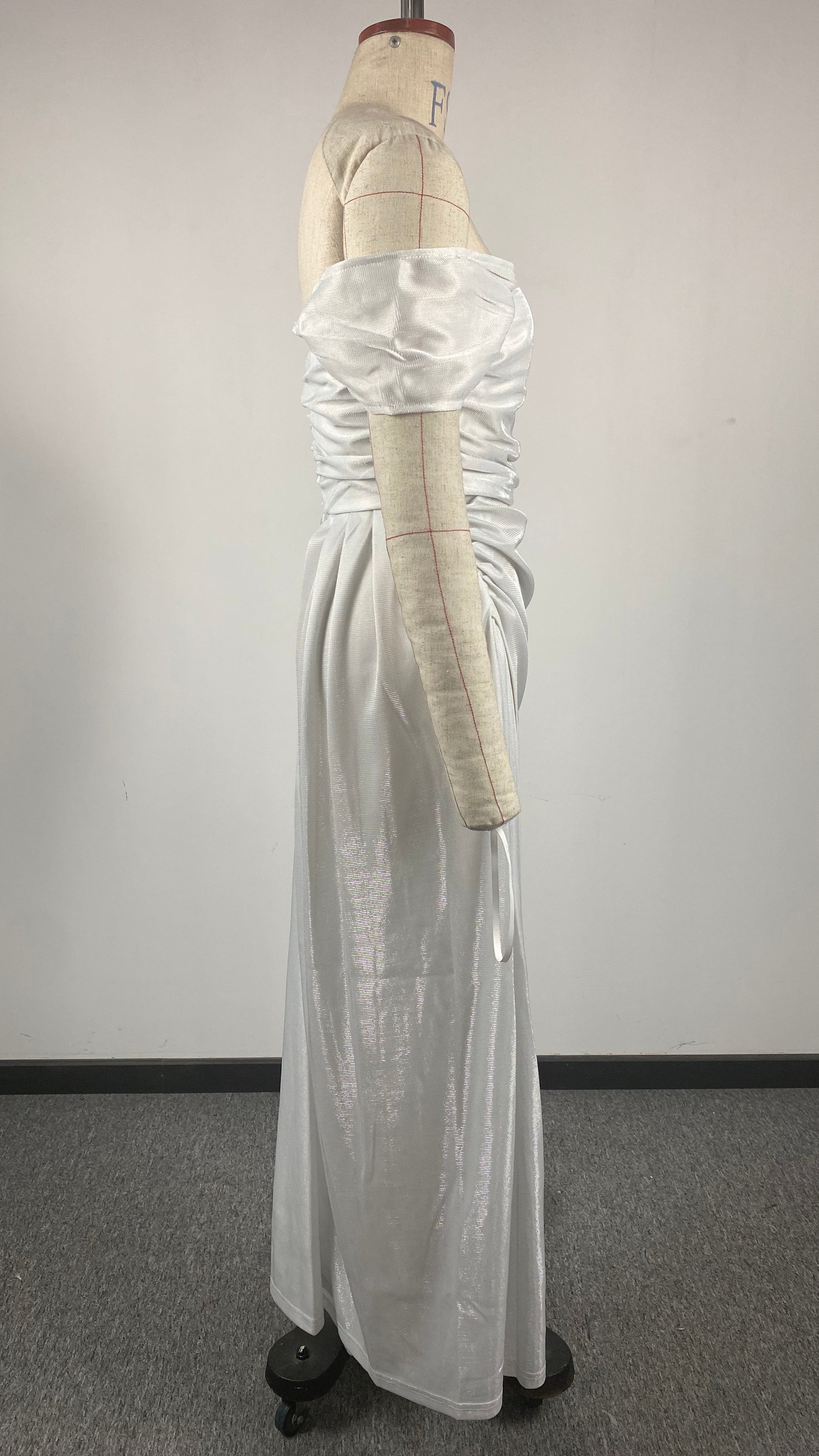 Spring Summer Ladies Sexy Glitter Off Shoulder Slit Prom Gown Dress 10