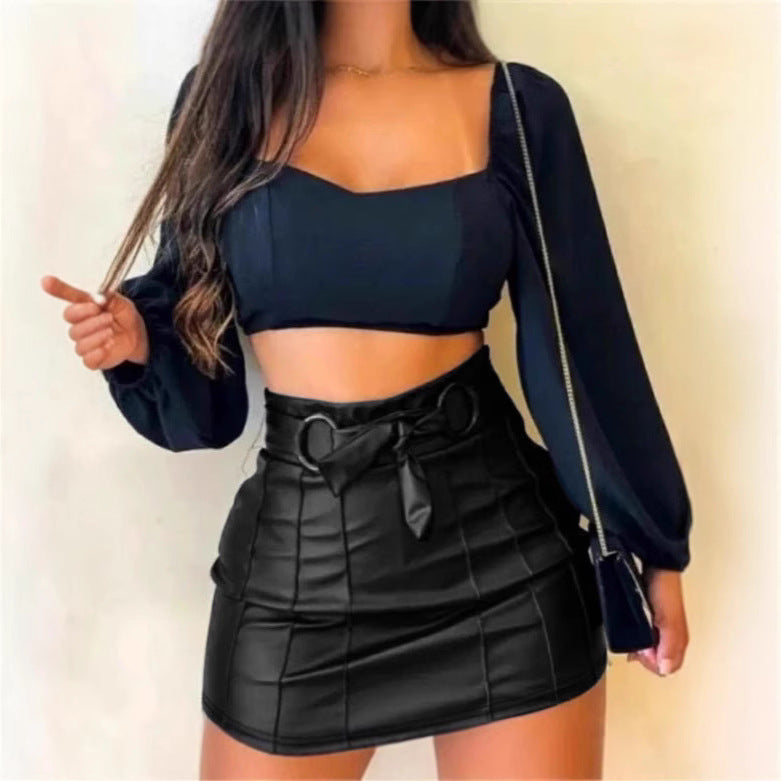 High-Waist Bodycon PU Leather Mini Skirt 3