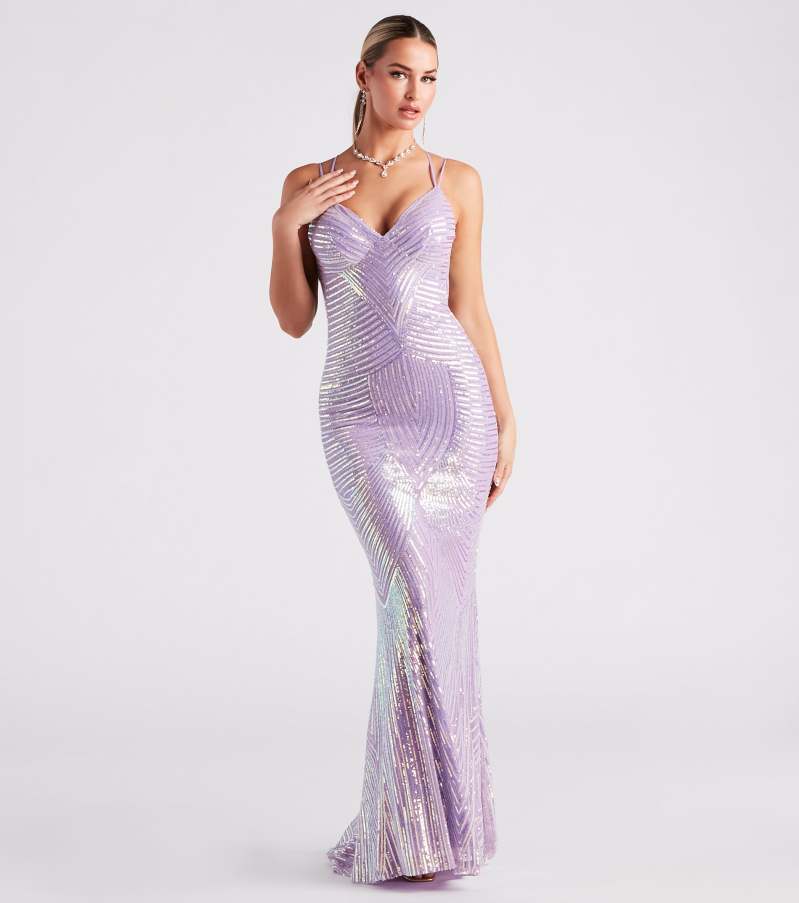 Sexy V-Neck Strap Sequin Evening Dresselegant Formal Party Gown 3
