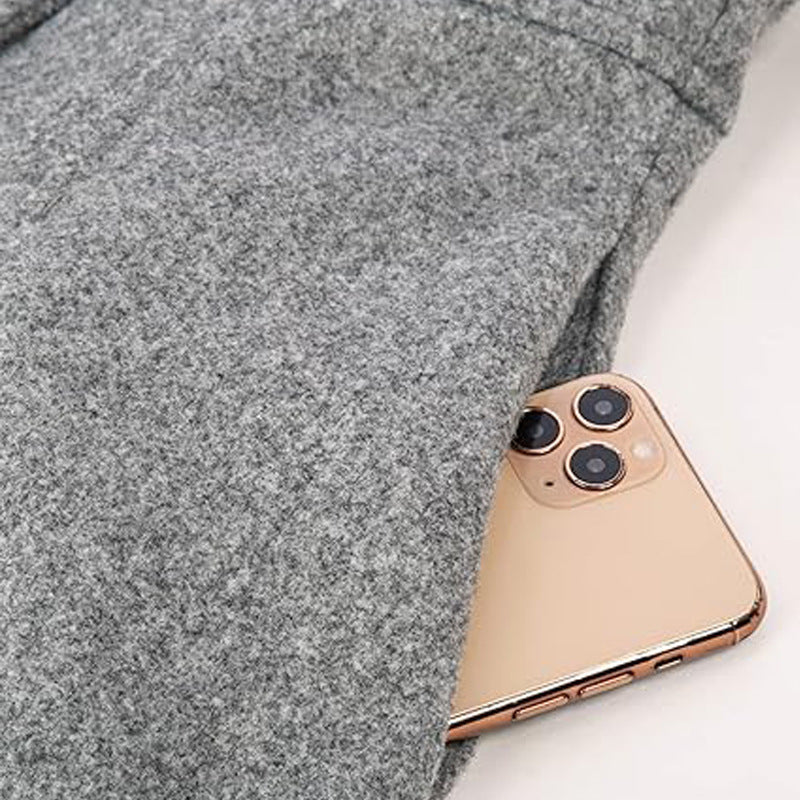 Women Fall and Winter Turndown Collar Double-Breasted Pocket Windbreaker 47