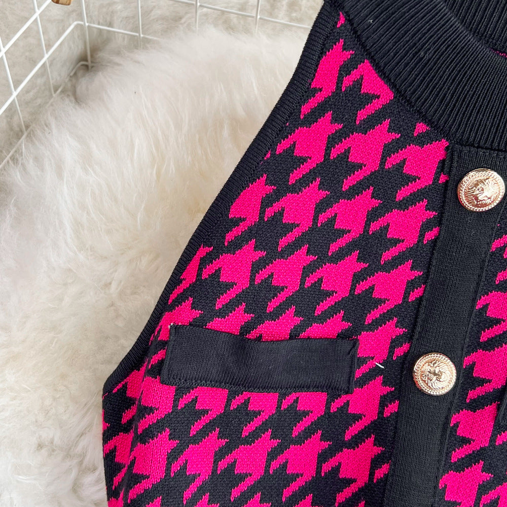 Summer Halter Neck Sleeveless Slim Waist A-Line Knitting Dress 7