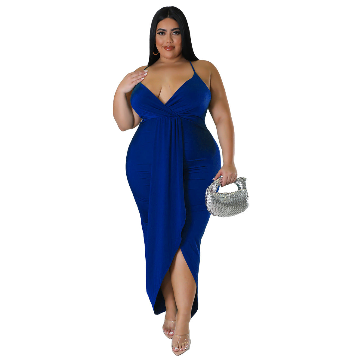 Women'S Solid  Straps Sleeveless V-Neck Party Dress 19