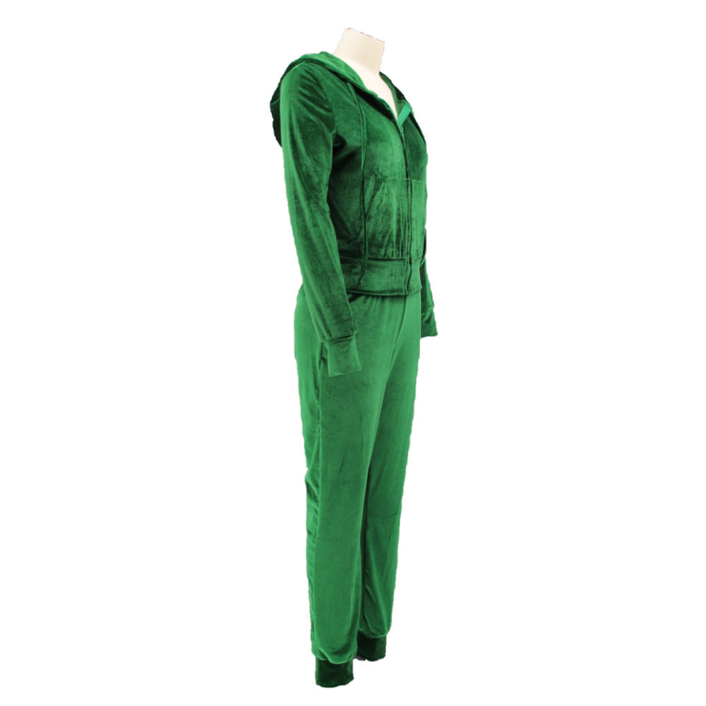 Women's Fashion Zipper Solid Color Women's Two Piece Pants Set 9