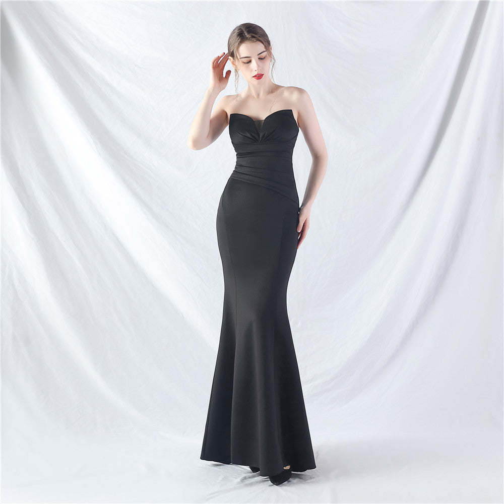 Women Sexy Off Shoulder Satin Evening Dress 3