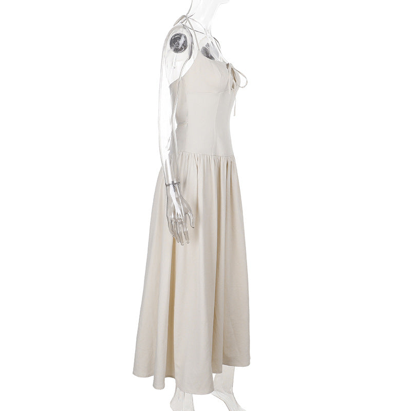 Women French Hollow Halter Neck Dress 9