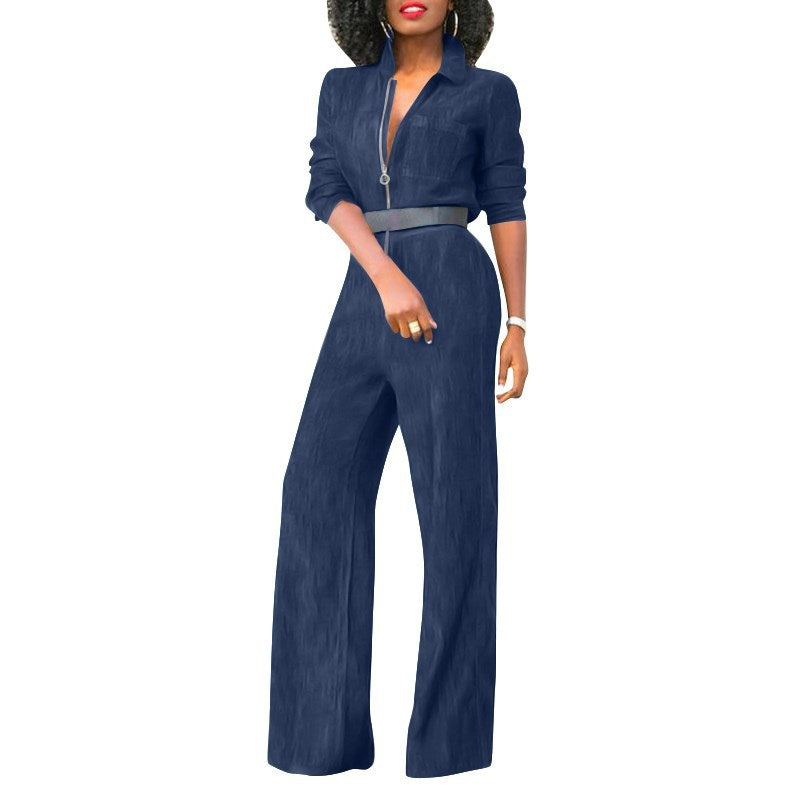 Women's Plus Size Zip Denim Jumpsuit 10
