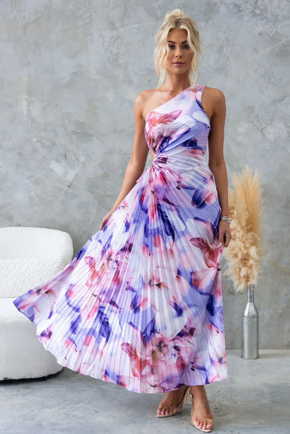 Women Elegant Hollow One Shoulder Dress 18